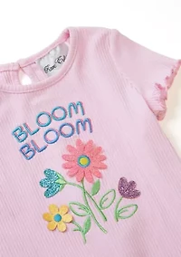 Baby Girls Bloom Graphic Top and Printed Pants Set
