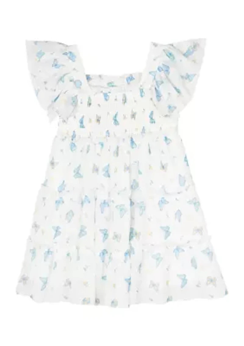Baby Girls Butterfly Printed Mesh Dress