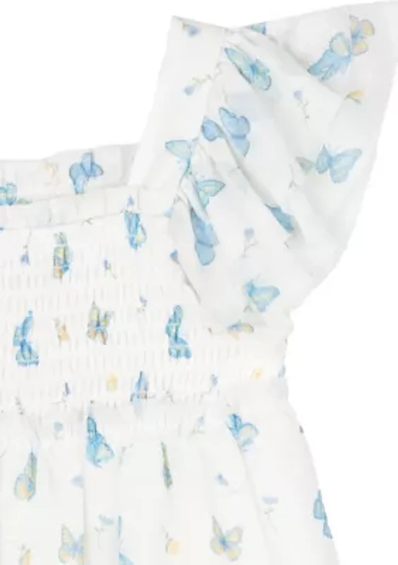 Baby Girls Butterfly Printed Mesh Dress