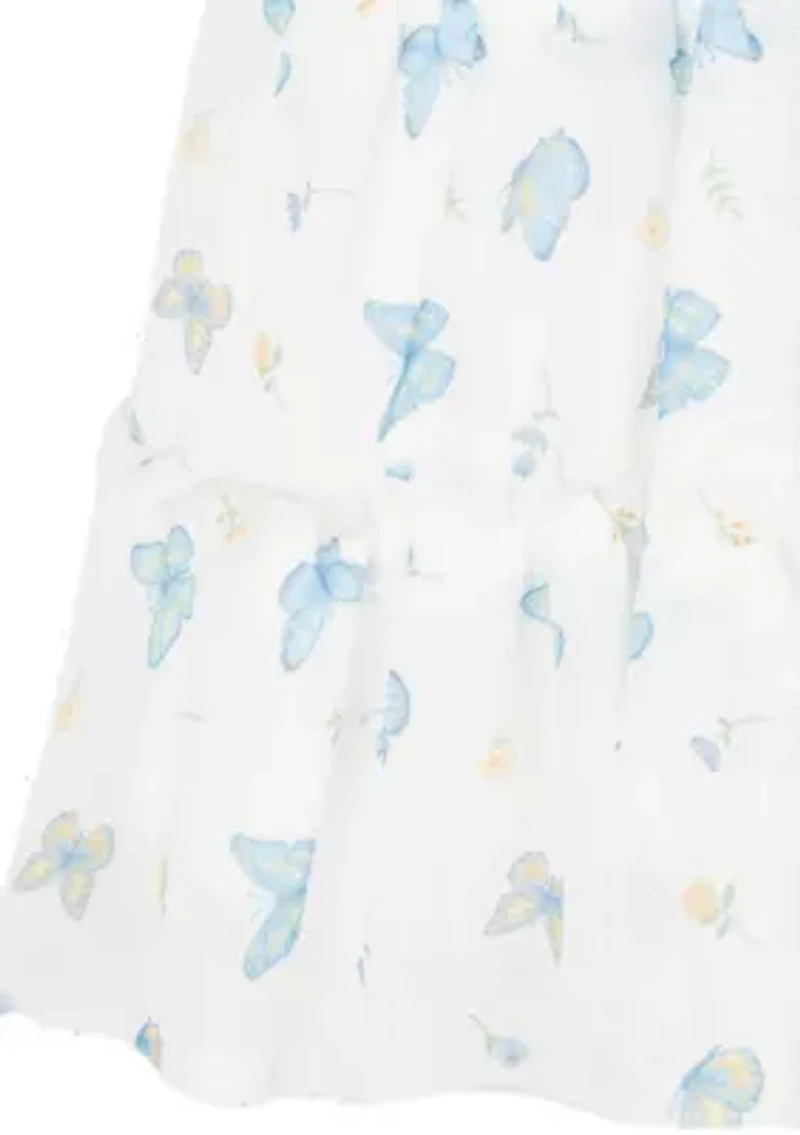 Baby Girls Butterfly Printed Mesh Dress