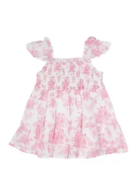 Baby Girls Smocked Printed Knit Cotton Dress