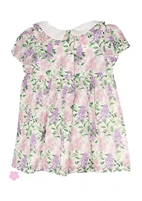 Baby Girls Printed Dress with Peter Pan Collar