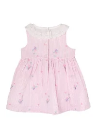 Baby Girls Linen Eyelet Dress and Diaper Cover
