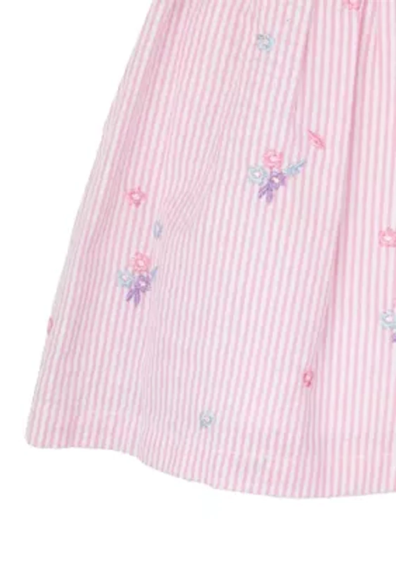 Baby Girls Linen Eyelet Dress and Diaper Cover