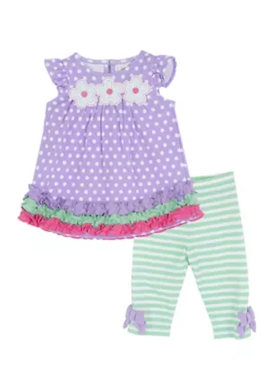 Baby Girls Flower Stripe Legging Set