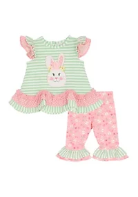Baby Girls Bunny Ear Shirt and Leggings Set