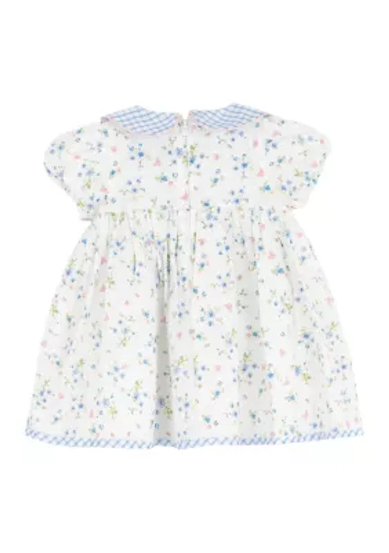 Baby Girls Embroidered Collar Flare Dress