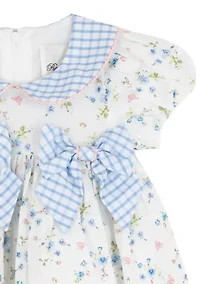 Baby Girls Embroidered Collar Flare Dress