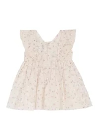 Baby Girls Shirred Clip Dot Bow Dress