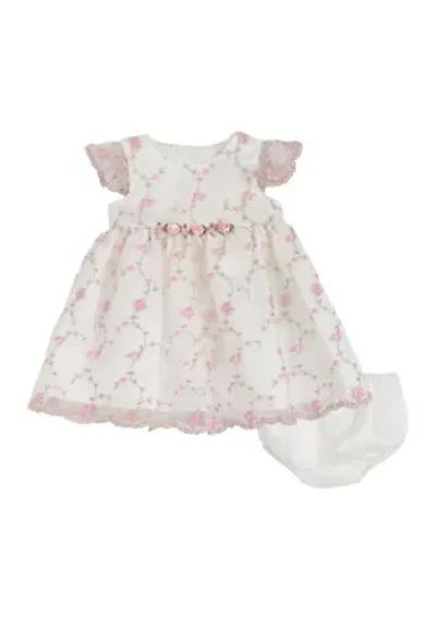 Baby Girls Flower Vine Embroidered Dress