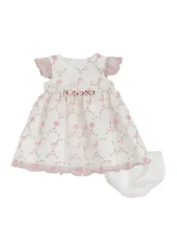 Baby Girls Flower Vine Embroidered Dress