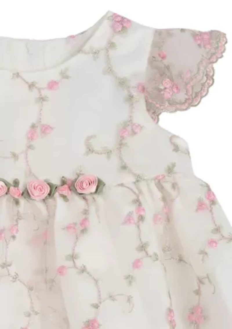 Baby Girls Flower Vine Embroidered Dress