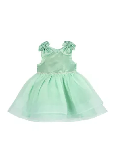 Baby Girls Sleeveless Bow Two Tiered Organza Dress