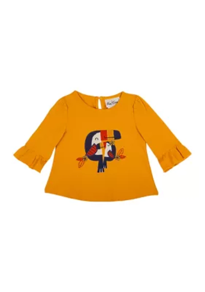 Toddler Girls 3/4 Ruffle Sleeve Toucan Top
