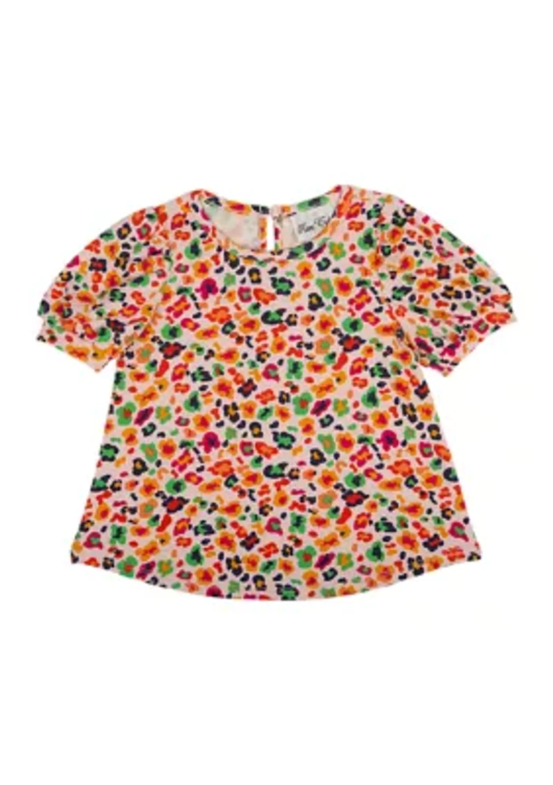 Toddler Girls Short Sleeve Leopard Print Top