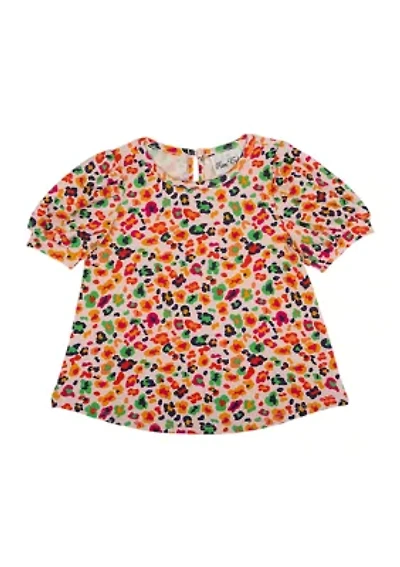 Toddler Girls Short Sleeve Leopard Print Top