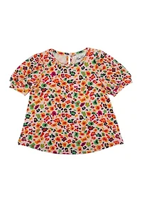 Toddler Girls Short Sleeve Leopard Print Top