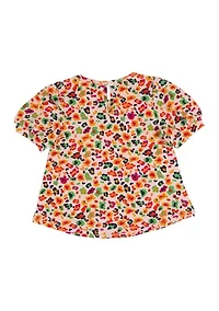 Toddler Girls Short Sleeve Leopard Print Top