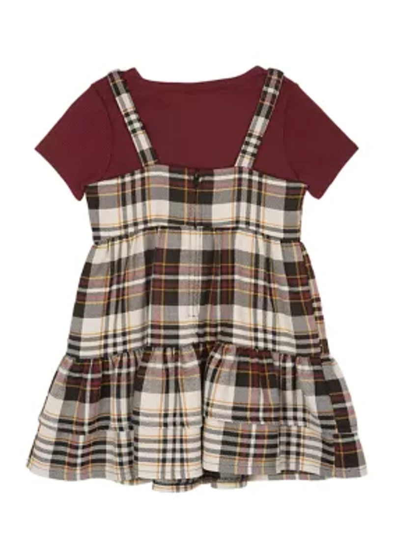 Toddler Girls Plaid Jumper with T-Shirt