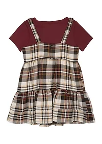 Toddler Girls Plaid Jumper with T-Shirt