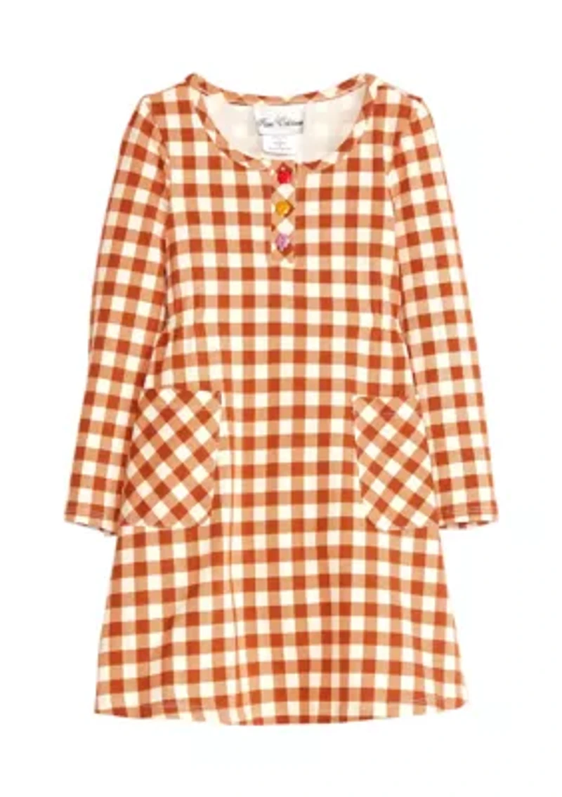Toddler Girls Long Sleeve Gingham Dress
