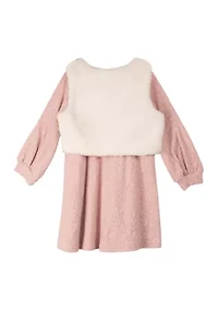 Toddler Girls Textured Jacquard Knit Dress with Jacket