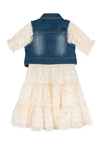 Toddler Girls Denim Vest and Dress Set