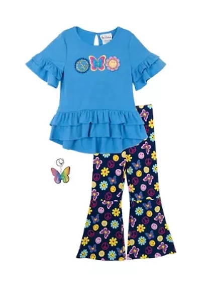 Toddler Girls Peace Appliqué Top and Printed Leggings Set