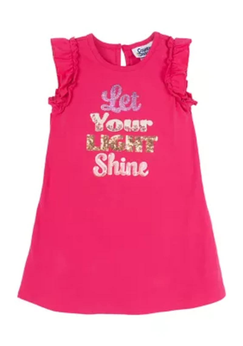 Toddler Girls Let Your Light Shine Sequin Graphic Dress