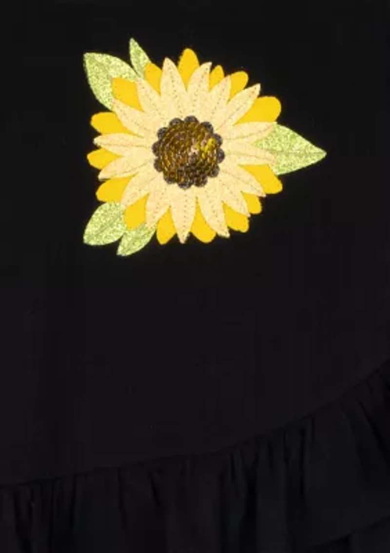 Toddler Girls Sunflower Appliqué Top and Printed Leggings Set