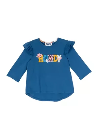 Toddler Girls Howdy Long Sleeve Graphic Top