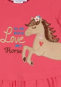 Toddler Girls Horse Graphic Dress