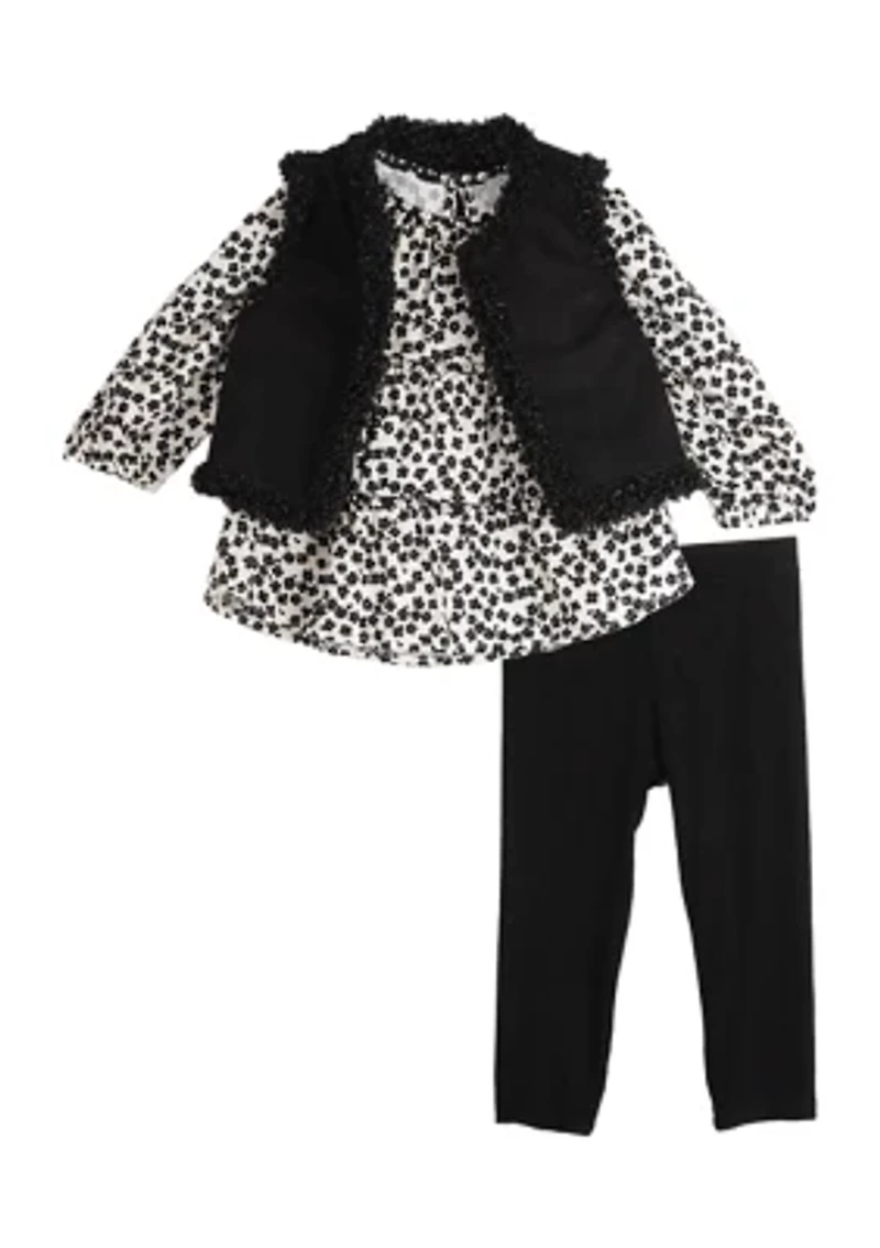 Toddler Girls 3 Piece Sherpa Vest Set