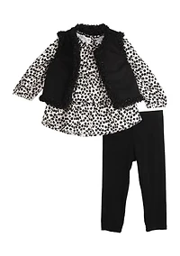 Toddler Girls 3 Piece Sherpa Vest Set