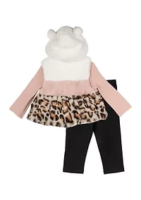 Toddler Girls 3 Piece Fur Vest Set