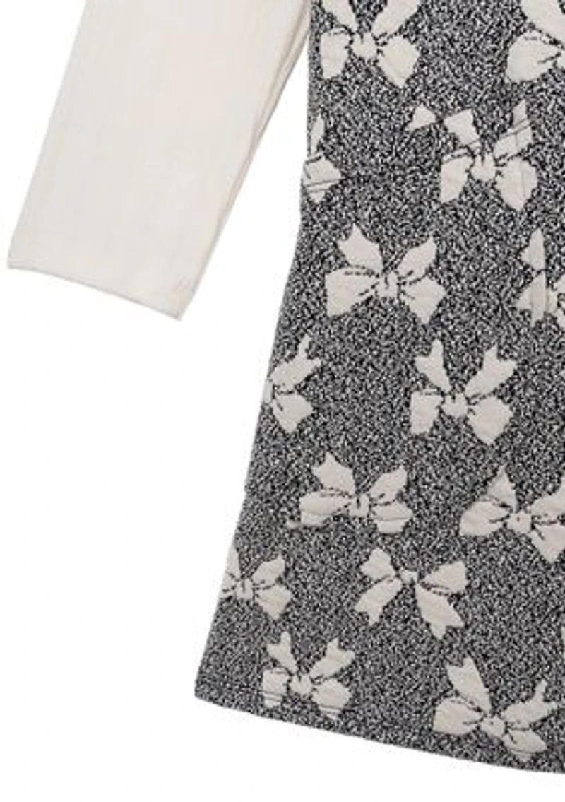 Toddler Girls Bow Printed Jumper Dress Set