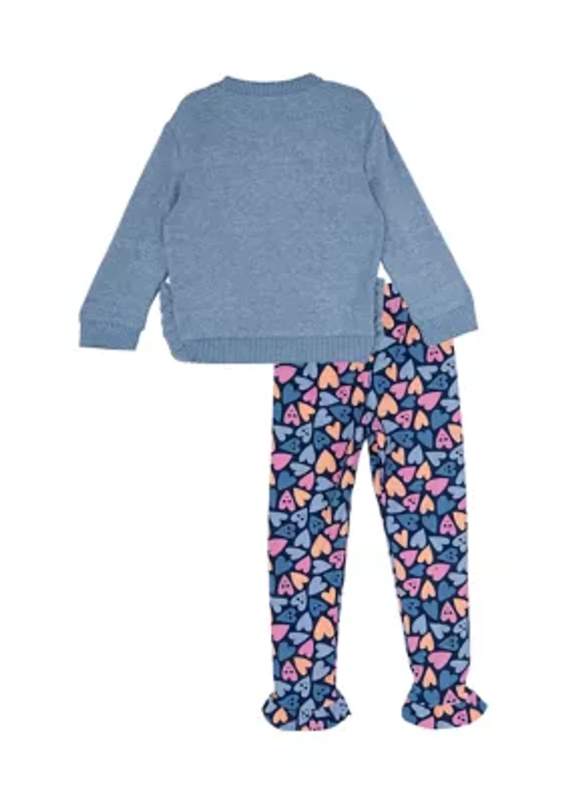 Toddler Girls Smiley Face Graphic Sweatshirt and Printed Leggings Set