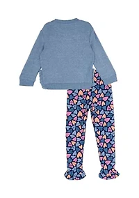 Toddler Girls Smiley Face Graphic Sweatshirt and Printed Leggings Set