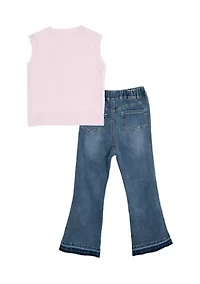 Toddler Girls 2 Piece Bow Denim Set