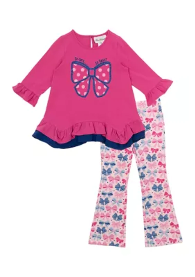 Toddler Girls 2 Piece Bow Appliqué Set