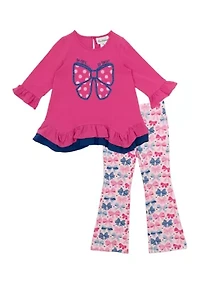 Toddler Girls 2 Piece Bow Appliqué Set