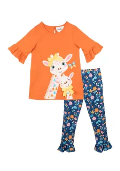 Toddler Girls 2 Piece Giraffe Appliqué Set