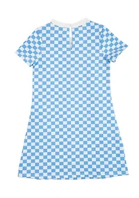 Toddler Girls Short Sleeve Checkerboard Dress with Patches