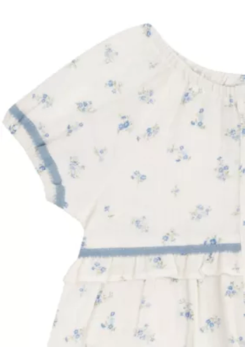Toddler Girls Printed Woven Top and Pants Set