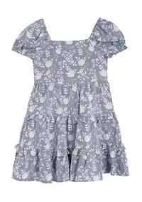Toddler Girls Chambray Printed Dress