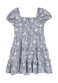 Toddler Girls Chambray Printed Dress