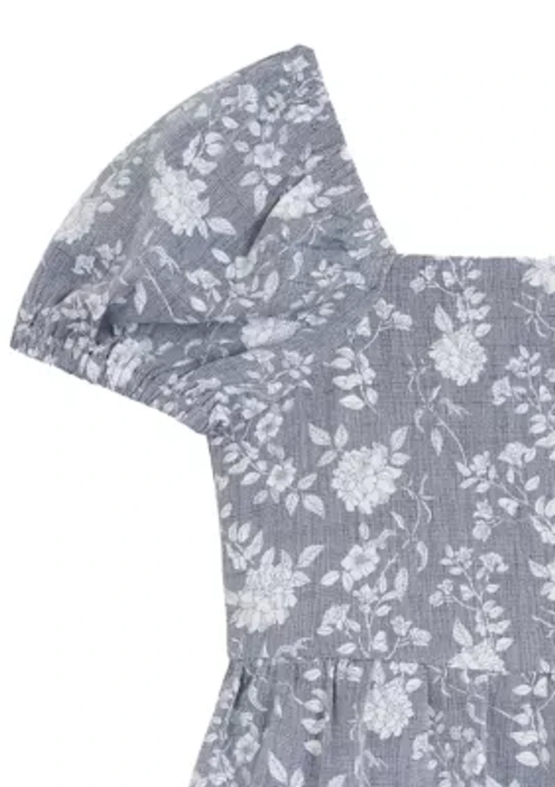 Toddler Girls Chambray Printed Dress