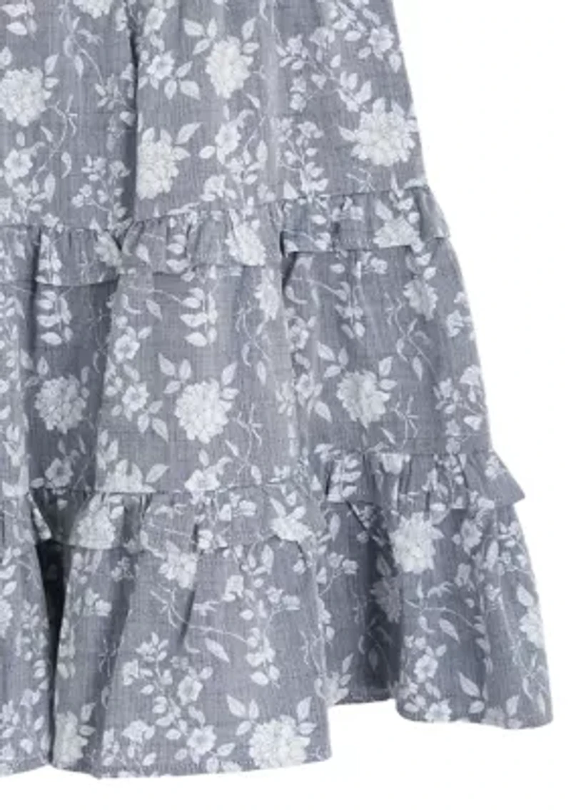 Toddler Girls Chambray Printed Dress