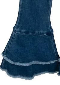 Toddler Girls Crochet Knit Top and Flared Pants Set