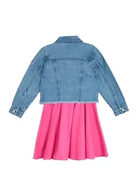Toddler Girls Denim Jacket with Glitter Hearts Set